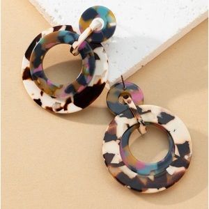 Hollow Out Round Multicolored Drop Earrings - NWT